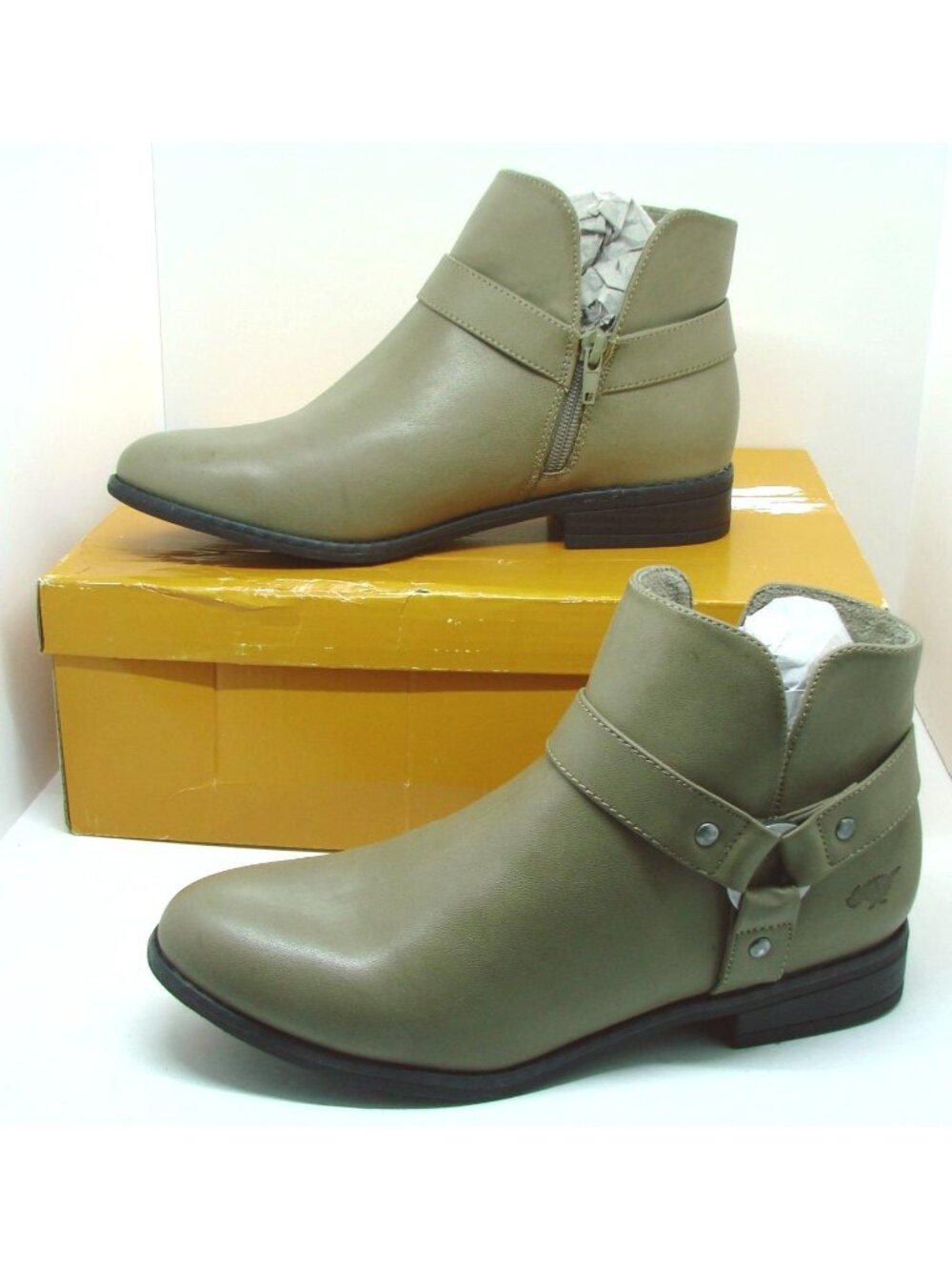 Rocket Dog Womens Sz 7.5M Mila Montes Pu Pump Ankle Boots Bootie Shoes Taupe NIB